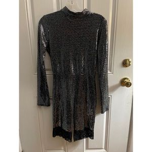Fashion Nova Gray/ Black Sequin Romper